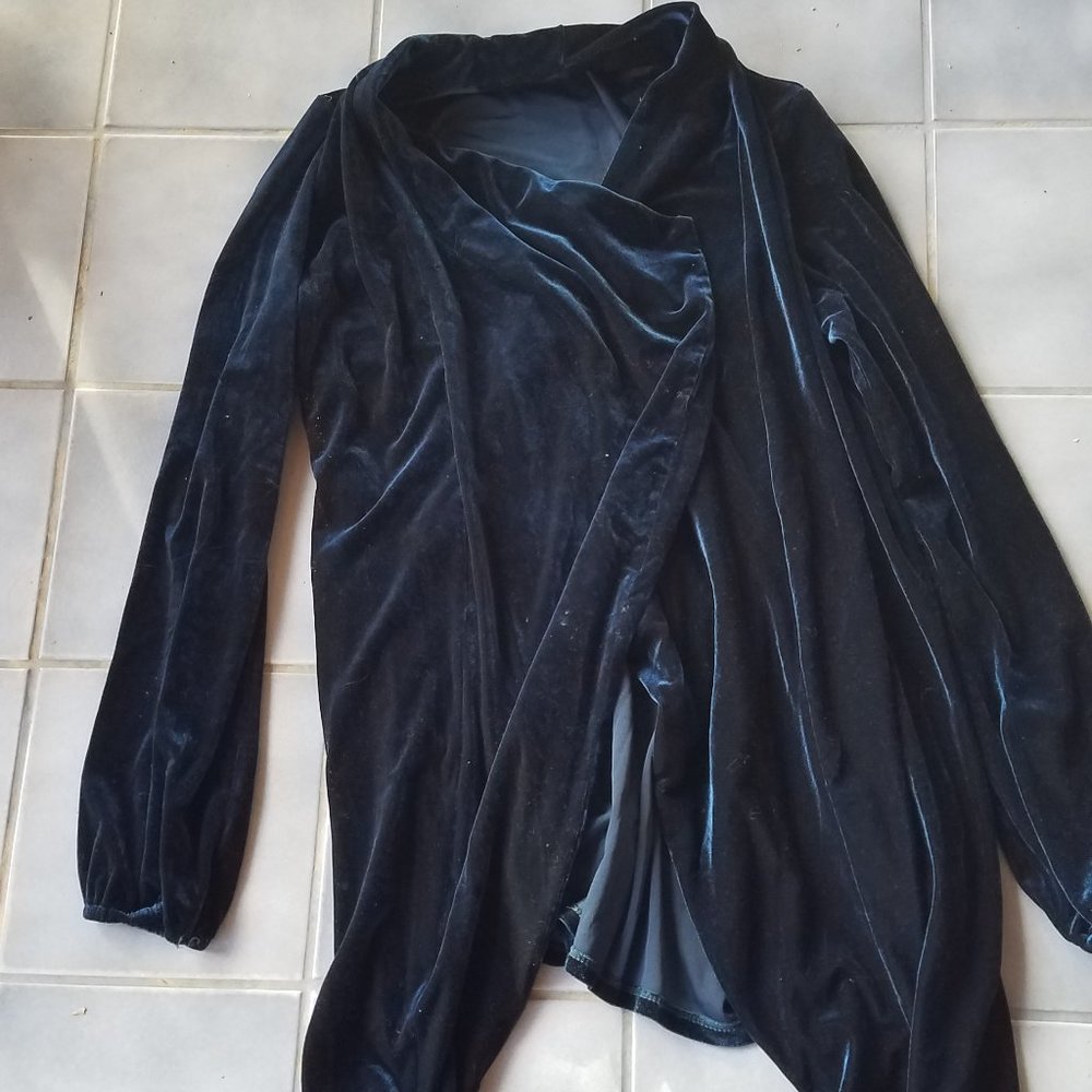 Paula Deen Teal Turquoise Velvet Cardigan Sweater